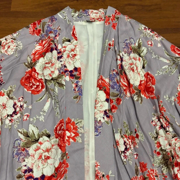 Kut From The Kloth Kimono Open Blouse Floral Boho Oversized Top NEW Size Large - Picture 3 of 12